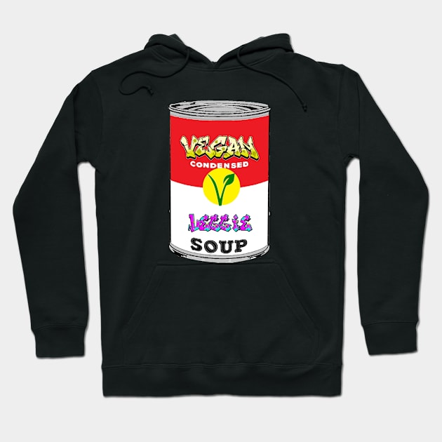 Vegan Pop Art Soup by LowEndGraphics Hoodie by LowEndGraphics